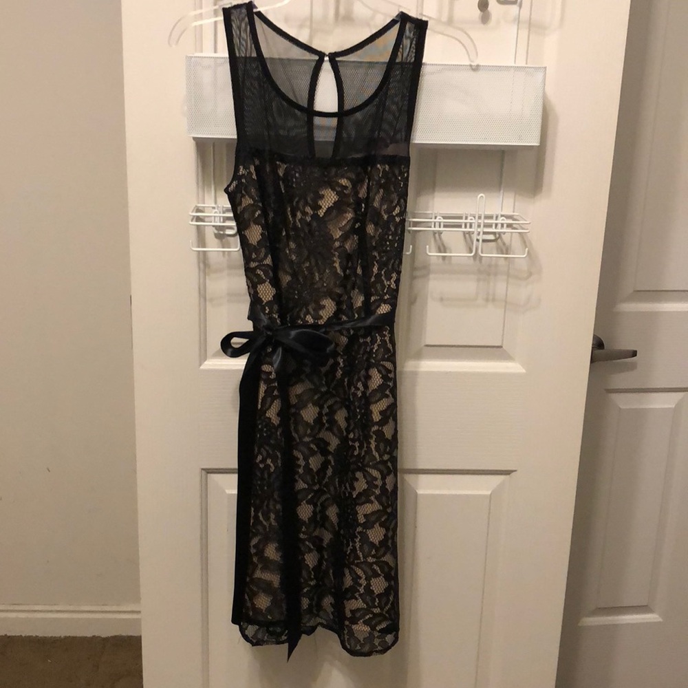 Black lace mesh dress